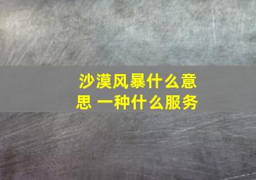 沙漠风暴什么意思 一种什么服务